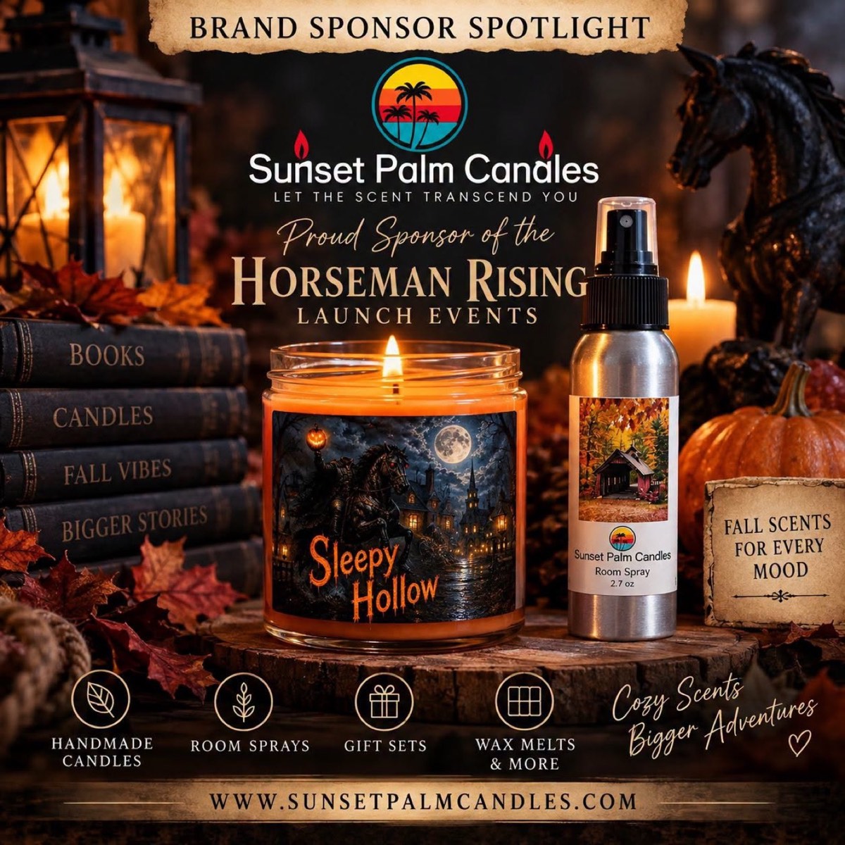 Sunset Palm Candles Sleepy Hollow candle sponsor spotlight